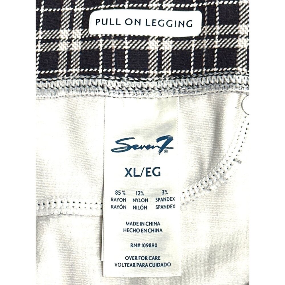 Seven7 Super Comfy Versatile Plaid Navy White Pull On Leggings Soft Stretch XLEG - Picture 5 of 10